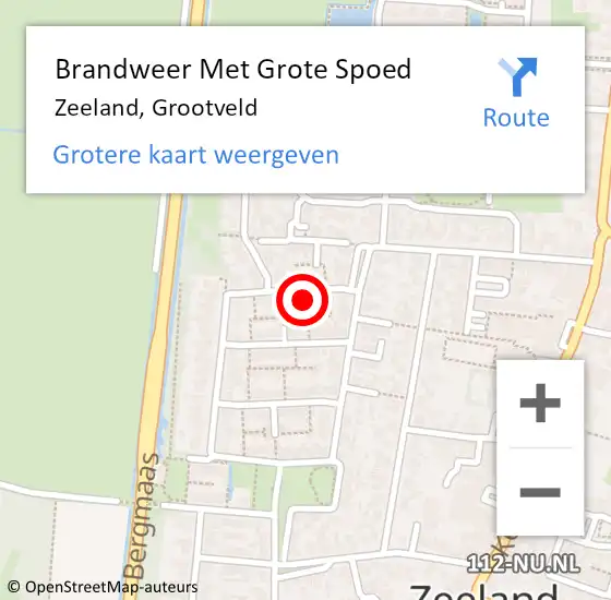 Locatie op kaart van de 112 melding: Brandweer Met Grote Spoed Naar Zeeland, Grootveld op 22 mei 2023 11:47