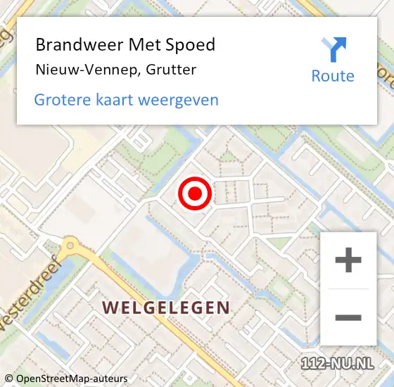 Locatie op kaart van de 112 melding: Brandweer Met Spoed Naar Nieuw-Vennep, Grutter op 22 mei 2023 12:08