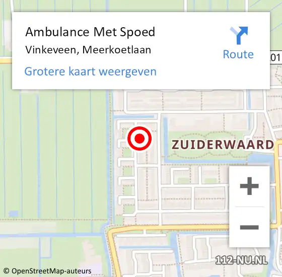 Locatie op kaart van de 112 melding: Ambulance Met Spoed Naar Vinkeveen, Meerkoetlaan op 22 mei 2023 12:09