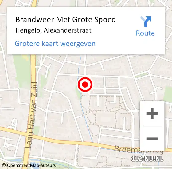 Locatie op kaart van de 112 melding: Brandweer Met Grote Spoed Naar Hengelo, Alexanderstraat op 9 september 2013 12:05