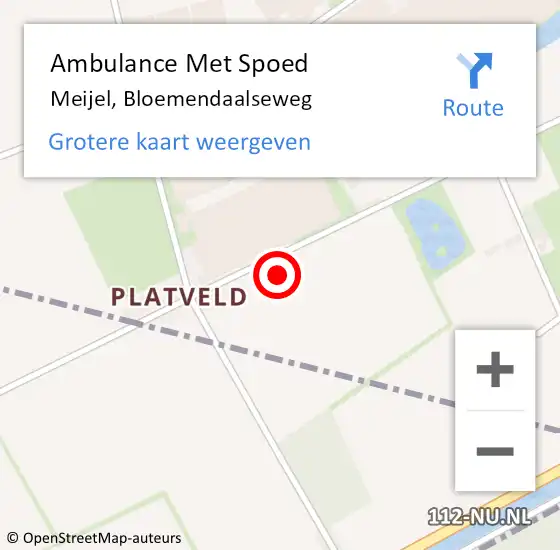 Locatie op kaart van de 112 melding: Ambulance Met Spoed Naar Meijel, Bloemendaalseweg op 26 augustus 2014 10:49