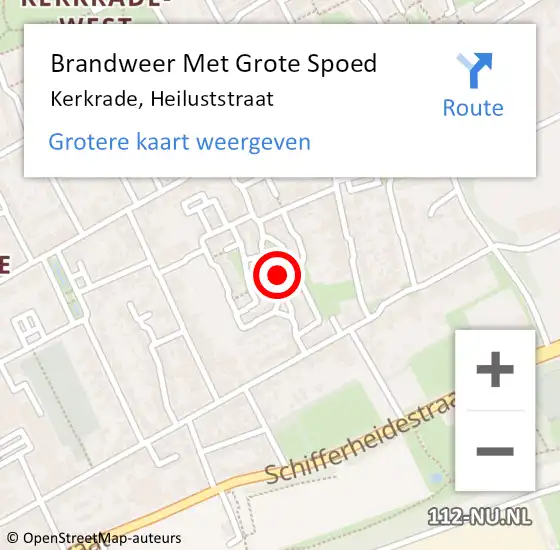 Locatie op kaart van de 112 melding: Brandweer Met Grote Spoed Naar Kerkrade, Heiluststraat op 22 mei 2023 13:09