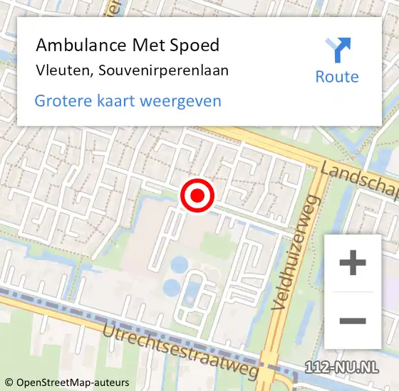 Locatie op kaart van de 112 melding: Ambulance Met Spoed Naar Vleuten, Souvenirperenlaan op 26 augustus 2014 10:52