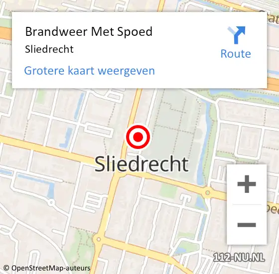 Locatie op kaart van de 112 melding: Brandweer Met Spoed Naar Sliedrecht op 22 mei 2023 13:59