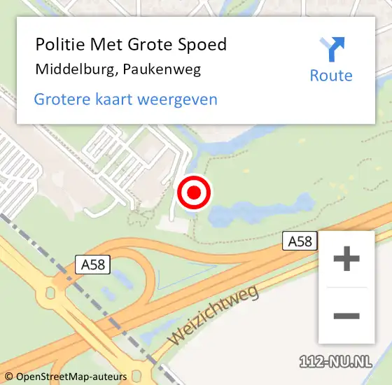 Locatie op kaart van de 112 melding: Politie Met Grote Spoed Naar Middelburg, Paukenweg op 22 mei 2023 15:15