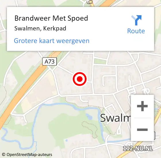 Locatie op kaart van de 112 melding: Brandweer Met Spoed Naar Swalmen, Kerkpad op 22 mei 2023 15:15