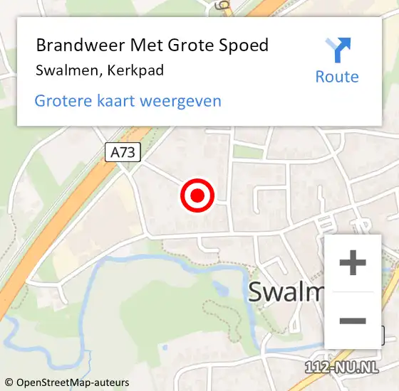 Locatie op kaart van de 112 melding: Brandweer Met Grote Spoed Naar Swalmen, Kerkpad op 22 mei 2023 15:18