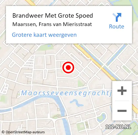 Locatie op kaart van de 112 melding: Brandweer Met Grote Spoed Naar Maarssen, Frans van Mierisstraat op 22 mei 2023 16:32