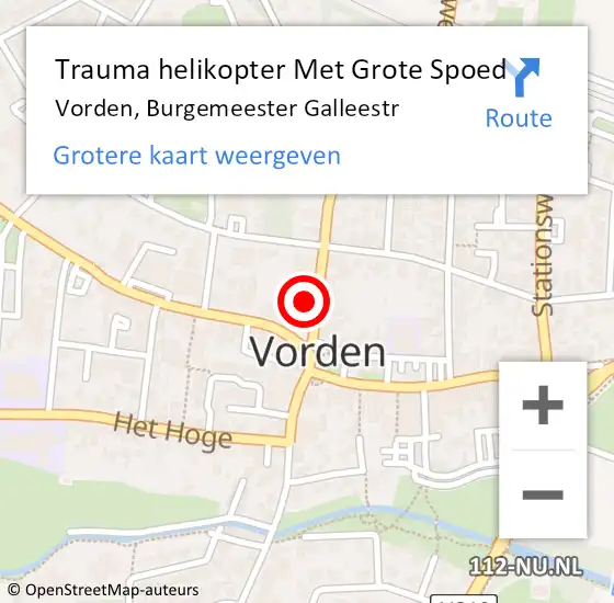 Locatie op kaart van de 112 melding: Trauma helikopter Met Grote Spoed Naar Vorden, Burgemeester Galleestr op 22 mei 2023 16:50