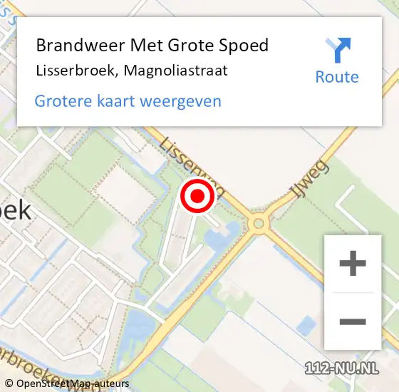 Locatie op kaart van de 112 melding: Brandweer Met Grote Spoed Naar Lisserbroek, Magnoliastraat op 22 mei 2023 16:55