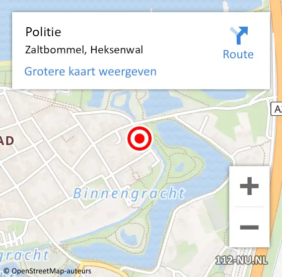 Locatie op kaart van de 112 melding: Politie Zaltbommel, Heksenwal op 22 mei 2023 17:14