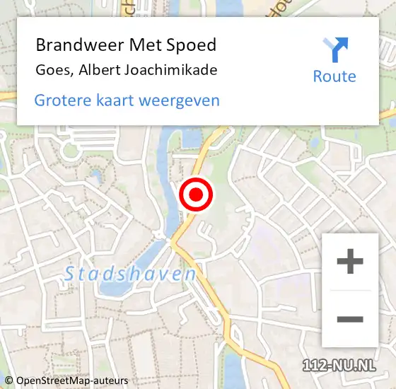 Locatie op kaart van de 112 melding: Brandweer Met Spoed Naar Goes, Albert Joachimikade op 22 mei 2023 17:19