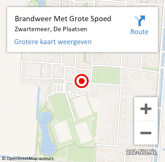 Locatie op kaart van de 112 melding: Brandweer Met Grote Spoed Naar Zwartemeer, De Plaatsen op 22 mei 2023 18:07