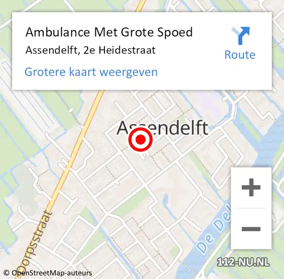 Locatie op kaart van de 112 melding: Ambulance Met Grote Spoed Naar Assendelft, 2e Heidestraat op 22 mei 2023 18:15