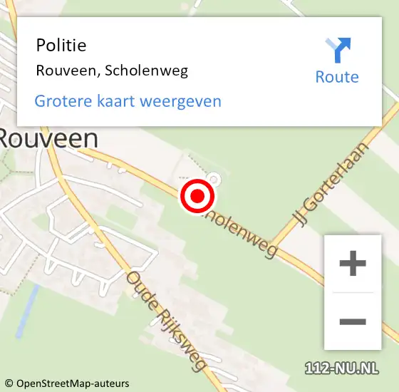 Locatie op kaart van de 112 melding: Politie Rouveen, Scholenweg op 22 mei 2023 18:16