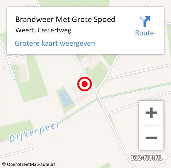 Locatie op kaart van de 112 melding: Brandweer Met Grote Spoed Naar Weert, Castertweg op 22 mei 2023 18:19