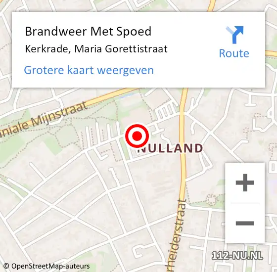 Locatie op kaart van de 112 melding: Brandweer Met Spoed Naar Kerkrade, Maria Gorettistraat op 22 mei 2023 18:24