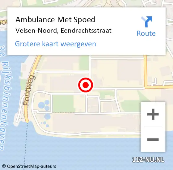 Locatie op kaart van de 112 melding: Ambulance Met Spoed Naar Velsen-Noord, Eendrachtsstraat op 22 mei 2023 18:28