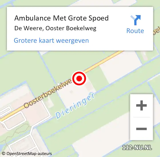 Locatie op kaart van de 112 melding: Ambulance Met Grote Spoed Naar De Weere, Ooster Boekelweg op 22 mei 2023 18:52