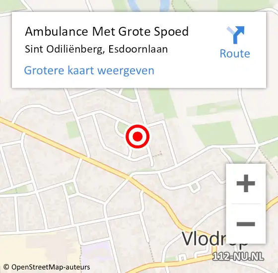 Locatie op kaart van de 112 melding: Ambulance Met Grote Spoed Naar Sint Odiliënberg, Esdoornlaan op 22 mei 2023 19:07