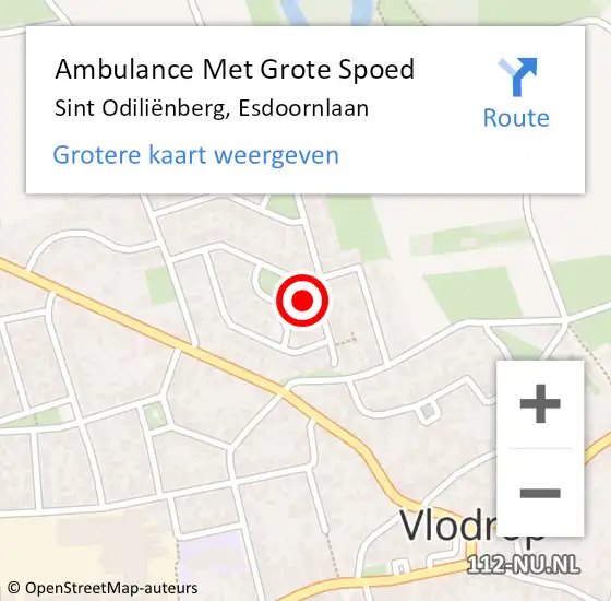 Locatie op kaart van de 112 melding: Ambulance Met Grote Spoed Naar Sint Odiliënberg, Esdoornlaan op 22 mei 2023 19:08