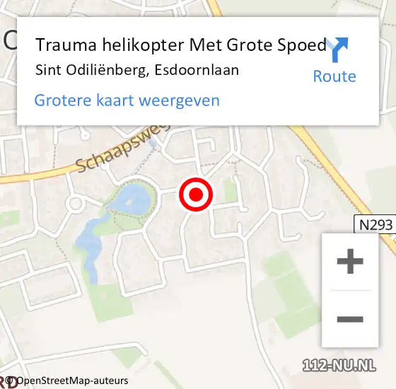 Locatie op kaart van de 112 melding: Trauma helikopter Met Grote Spoed Naar Sint Odiliënberg, Esdoornlaan op 22 mei 2023 19:08