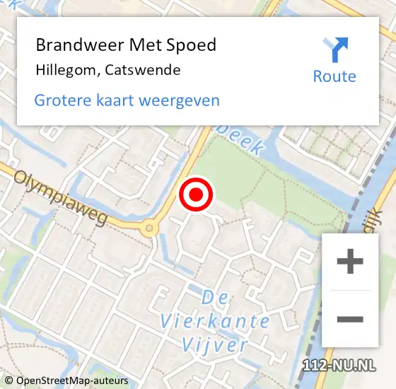 Locatie op kaart van de 112 melding: Brandweer Met Spoed Naar Hillegom, Catswende op 22 mei 2023 19:30