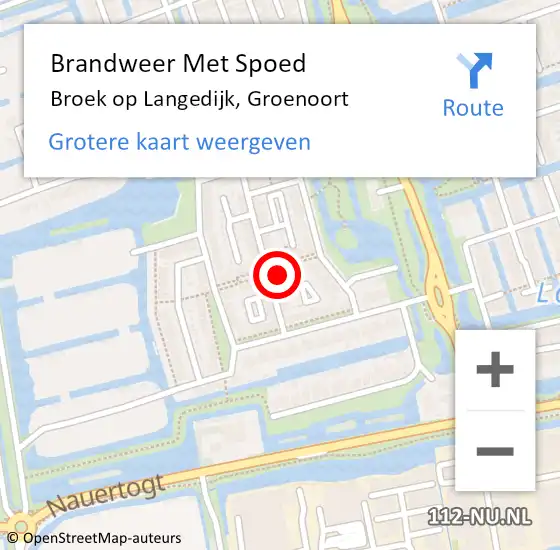 Locatie op kaart van de 112 melding: Brandweer Met Spoed Naar Broek op Langedijk, Groenoort op 22 mei 2023 19:35