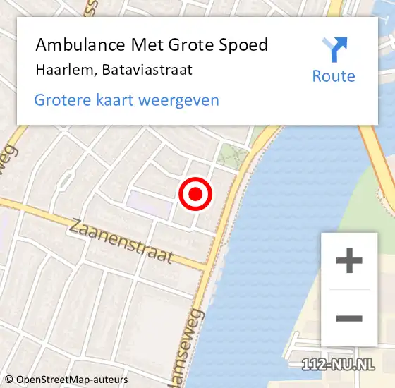 Locatie op kaart van de 112 melding: Ambulance Met Grote Spoed Naar Haarlem, Bataviastraat op 22 mei 2023 19:36