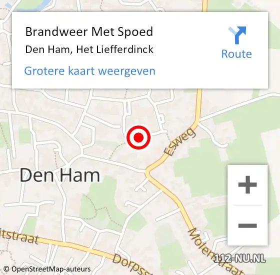 Locatie op kaart van de 112 melding: Brandweer Met Spoed Naar Den Ham, Het Liefferdinck op 22 mei 2023 19:46