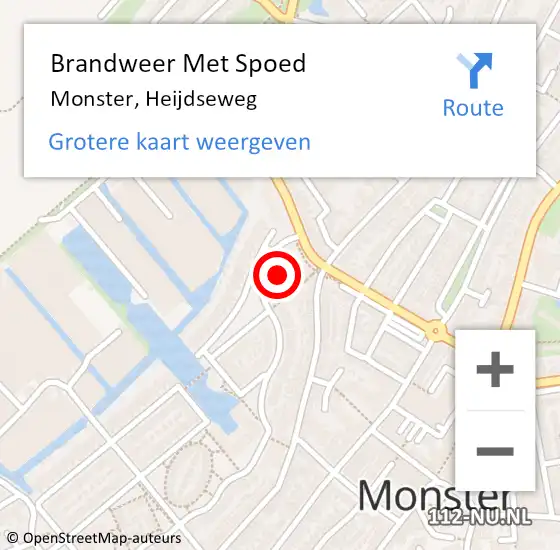 Locatie op kaart van de 112 melding: Brandweer Met Spoed Naar Monster, Heijdseweg op 22 mei 2023 20:08