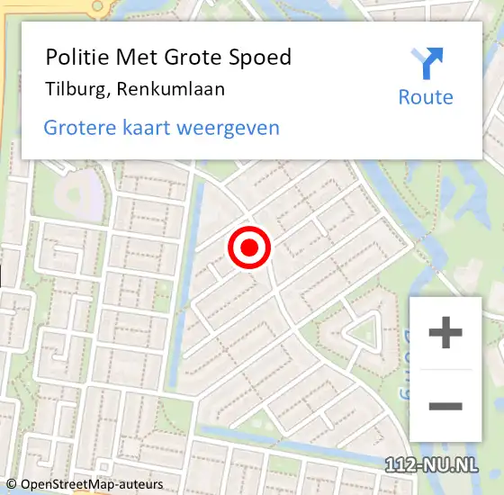 Locatie op kaart van de 112 melding: Politie Met Grote Spoed Naar Tilburg, Renkumlaan op 22 mei 2023 20:09