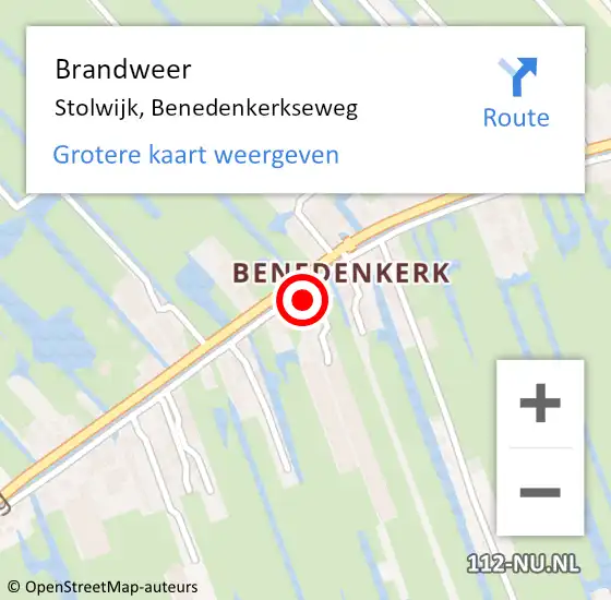 Locatie op kaart van de 112 melding: Brandweer Stolwijk, Benedenkerkseweg op 22 mei 2023 20:19