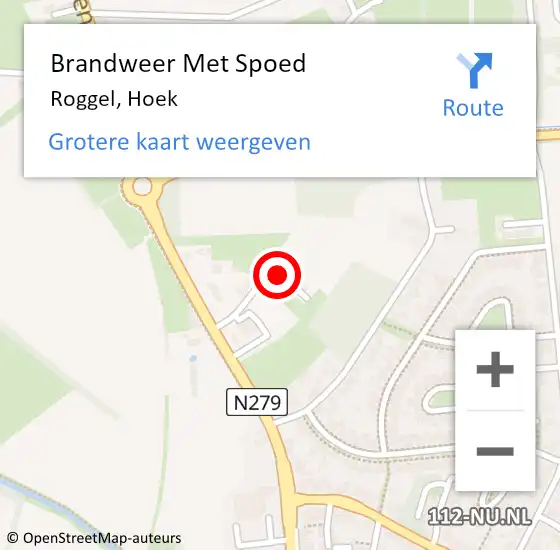 Locatie op kaart van de 112 melding: Brandweer Met Spoed Naar Roggel, Hoek op 22 mei 2023 21:35