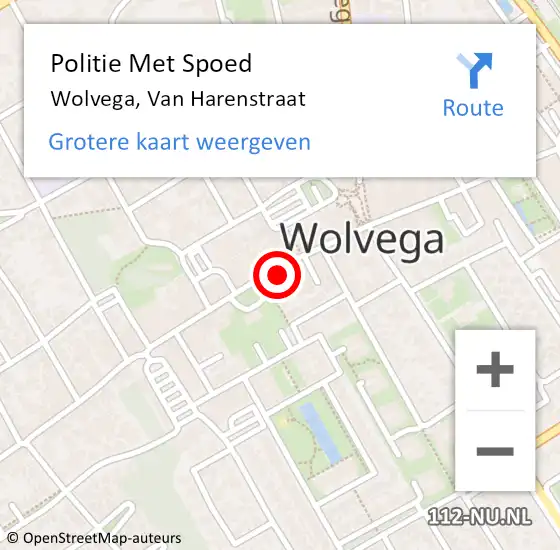 Locatie op kaart van de 112 melding: Politie Met Spoed Naar Wolvega, Van Harenstraat op 22 mei 2023 21:38