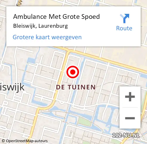 Locatie op kaart van de 112 melding: Ambulance Met Grote Spoed Naar Bleiswijk, Laurenburg op 22 mei 2023 22:04