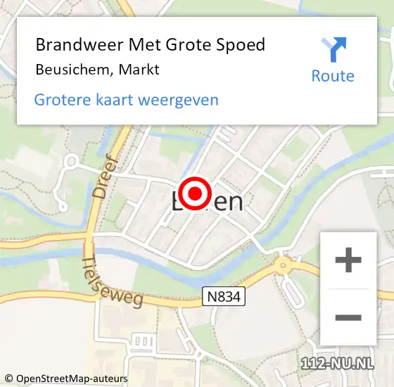 Locatie op kaart van de 112 melding: Brandweer Met Grote Spoed Naar Beusichem, Markt op 22 mei 2023 22:17