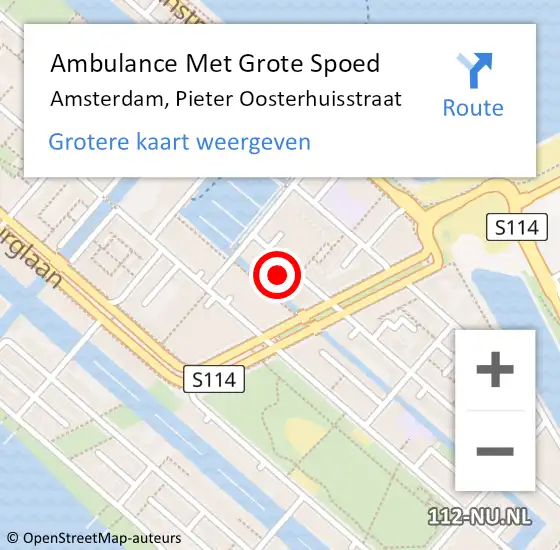 Locatie op kaart van de 112 melding: Ambulance Met Grote Spoed Naar Amsterdam, Pieter Oosterhuisstraat op 22 mei 2023 23:12