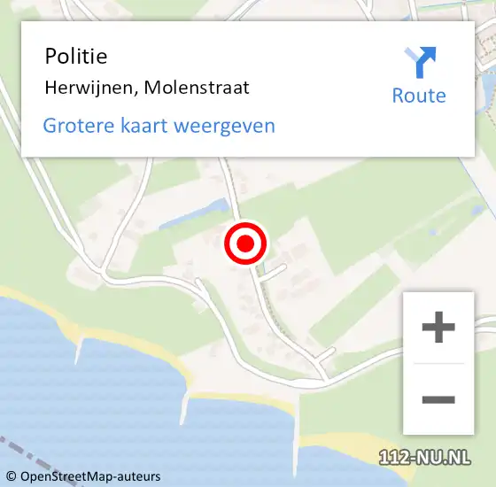 Locatie op kaart van de 112 melding: Politie Herwijnen, Molenstraat op 22 mei 2023 23:38