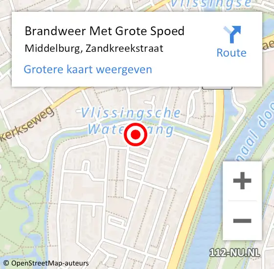 Locatie op kaart van de 112 melding: Brandweer Met Grote Spoed Naar Middelburg, Zandkreekstraat op 23 mei 2023 00:09