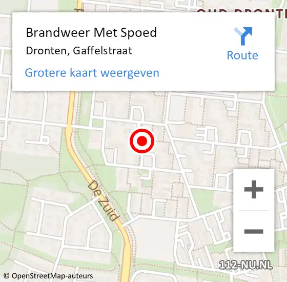 Locatie op kaart van de 112 melding: Brandweer Met Spoed Naar Dronten, Gaffelstraat op 23 mei 2023 00:14