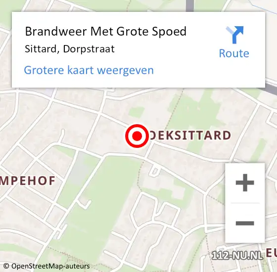 Locatie op kaart van de 112 melding: Brandweer Met Grote Spoed Naar Sittard, Dorpstraat op 23 mei 2023 00:51