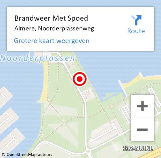Locatie op kaart van de 112 melding: Brandweer Met Spoed Naar Almere, Noorderplassenweg op 23 mei 2023 01:01