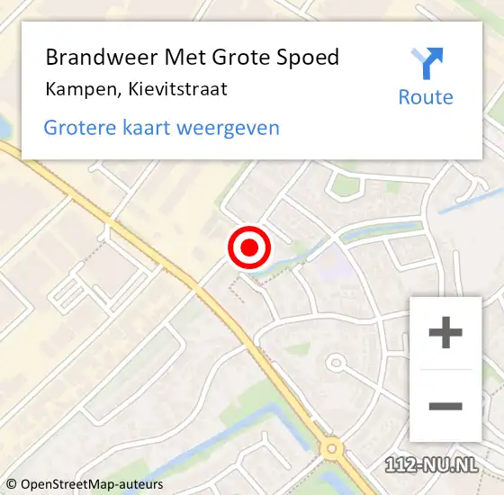 Locatie op kaart van de 112 melding: Brandweer Met Grote Spoed Naar Kampen, Kievitstraat op 23 mei 2023 02:20