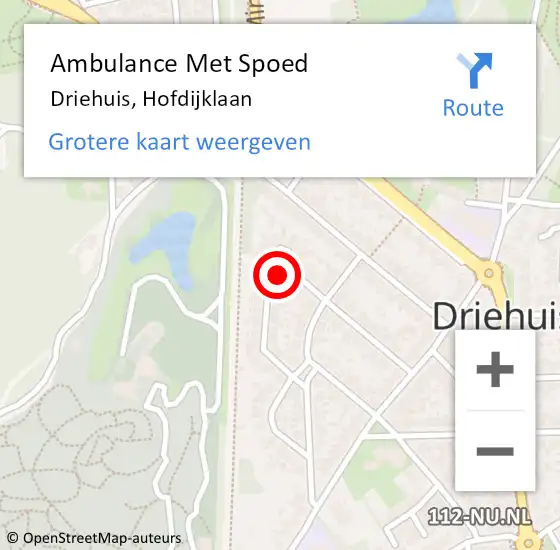 Locatie op kaart van de 112 melding: Ambulance Met Spoed Naar Driehuis, Hofdijklaan op 23 mei 2023 02:32