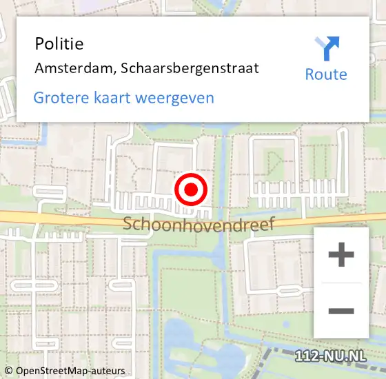 Locatie op kaart van de 112 melding: Politie Amsterdam, Schaarsbergenstraat op 12 oktober 2013 17:57