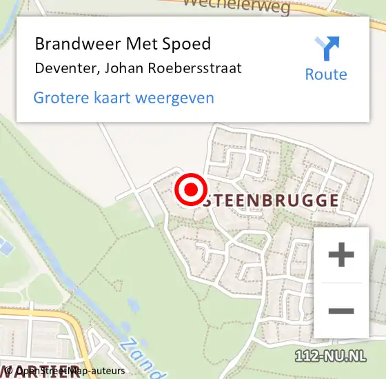 Locatie op kaart van de 112 melding: Brandweer Met Spoed Naar Deventer, Johan Roebersstraat op 23 mei 2023 04:35