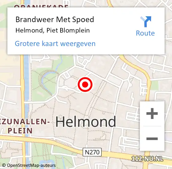 Locatie op kaart van de 112 melding: Brandweer Met Spoed Naar Helmond, Piet Blomplein op 23 mei 2023 05:35