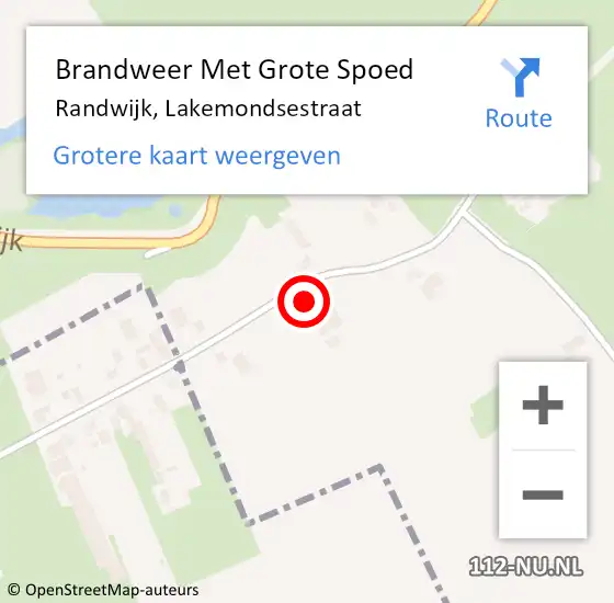 Locatie op kaart van de 112 melding: Brandweer Met Grote Spoed Naar Randwijk, Lakemondsestraat op 23 mei 2023 06:36