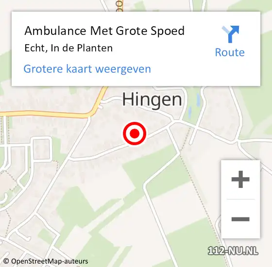 Locatie op kaart van de 112 melding: Ambulance Met Grote Spoed Naar Echt, In de Planten op 23 mei 2023 06:58